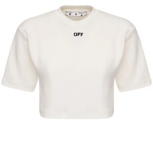 Off-White White Cropped Ribbed T shirt size S